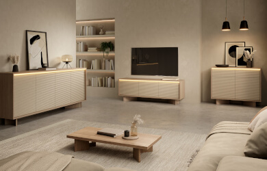 szafka 3d, komody z ryflowanym frontem do salonu